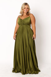 Naira Pleated Maxi Dress - Palm Green