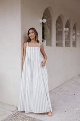 Corfu Midi Dress - Blue Stripe