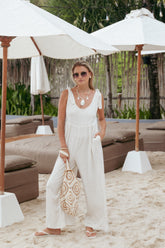 Ayla Linen Jumpsuit - Oatmeal