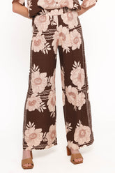 Bernadine Wide Leg Pant - Brown Floral