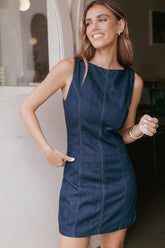 Calyx Mini Dress - Dark Denim
