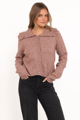 Carmello Frill Collar Cardigan - Mocha