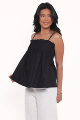 Carson Pleated Top - Black