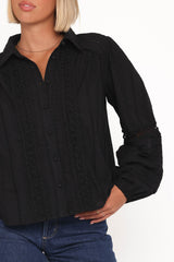 Catania Lace Inset Top - Black