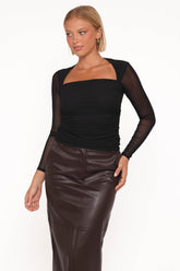 Cerys Mesh Top - Black