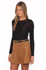 Charles Faux Suede Mini Skirt - Camel