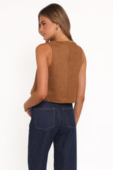 Charles Faux Sueded Top - Camel