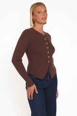 Circe Cardigan Top - Chocolate