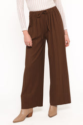 Davis Pleated Knit Pant - Brown