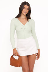Demi Twist Detail Knit Top - Sage