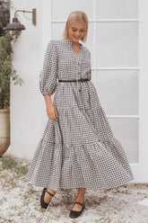 Dixon Maxi Dress - Black Cream Gingham