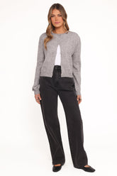 Fauna Tonal Floral Cardigan - Heather Grey