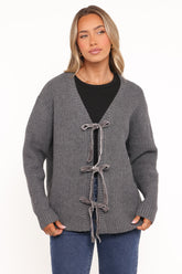 Hammond Tie Up Cardigan - Grey