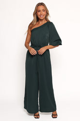 Hedda One Shoulder Jumpsuit - Emerald