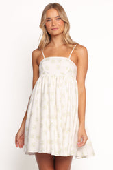 Indira Mini Dress - Ivory Blue Floral