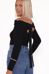 Junia Tie Back Knit Top - Black