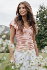 Kenzie Ruched Knit Top - Pink