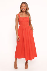 Kinslee Midi Dress - Coral