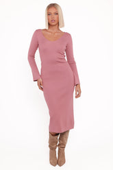 Lina Long Sleeve Midi Dress - Pink