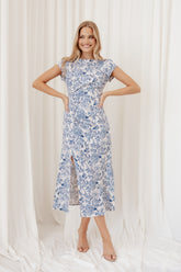 Lisbeth Midi Dress - Blue Floral