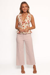 Gemma Cropped Wide Leg Jeans - Sepia Rose