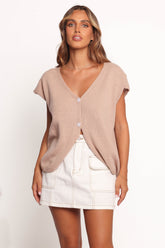Mariana Knit Vest - Beige Marle