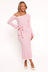 Milan Off Shoulder Midi Dress - Pink