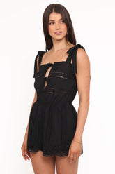 Morena Eyelet Romper - Black