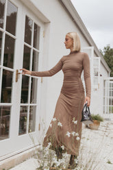 Nelson Long Sleeve Maxi Dress - Mocha