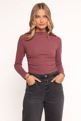 Nissa Long Sleeve Top - Chocolate Cherry