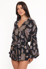 Pali Romper - Black Floral