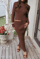 Payton Knitted Set - Chocolate Brown