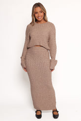 Reid Cable Knit Skirt Set - Taupe
