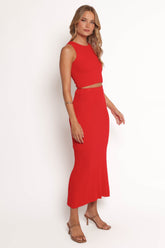 Tolli Knit Skirt Set - Red