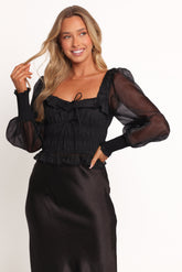 Vespera Smocked Top - Black