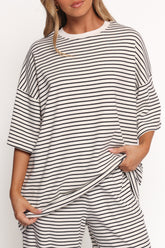 Wilda Oversized Tee - White Black Stripe