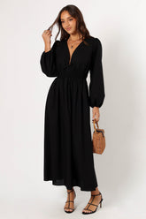 DRESSES @Cece Long Sleeve Maxi Dress - Black