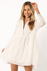 DRESSES @Delia Longsleeve Mini Dress - White