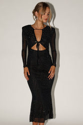 DRESSES @Salvatore Longsleeve Midi Dress - Black