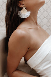 Petal and Pup USA ACCESSORIES Bahati Tassel Earrings - Gold/White One Size