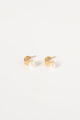 Petal and Pup USA ACCESSORIES Callie Pearl Hoop Earrings - Gold One Size