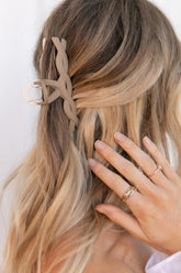 Petal and Pup USA ACCESSORIES Connie Two Tone Hairclip - White/Tan One Size