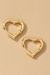 Petal and Pup USA ACCESSORIES Heart shape hinged huggie hoop earrings Gold / one size