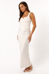 Petal and Pup USA BOTTOMS Heidi Stripe Slip Skirt - White Black Stripe