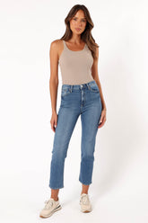 Petal and Pup USA BOTTOMS Lea High Rise Classic Straight Jean - Medium Denim
