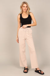 Petal and Pup USA BOTTOMS Penelope Knitted Wide Leg Lounge Pants - Taupe