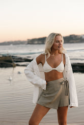 Petal and Pup USA BOTTOMS Roxy Faux Wrap Skort - Taupe