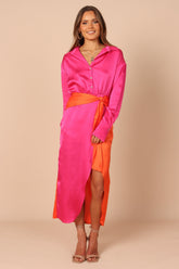 Petal and Pup USA DRESSES Austin Colourblock Wrap Dress - Pink/Orange