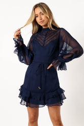 Petal and Pup USA DRESSES Felix Long Sleeve Mini Dress - Navy