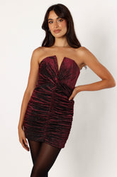 Petal and Pup USA DRESSES Gilbert Ruched Mini Dress - Merlot